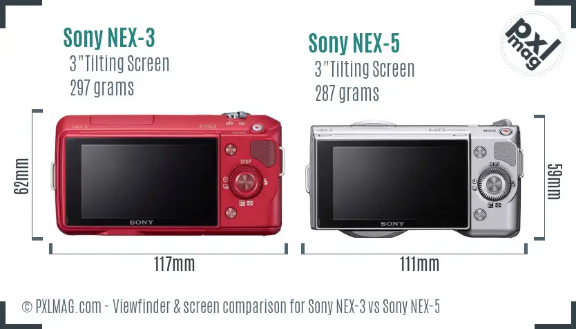 Sony NEX-3 vs Sony NEX-5 Screen and Viewfinder comparison