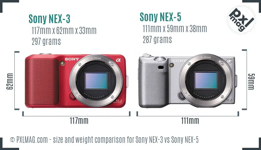 Sony NEX-3 vs Sony NEX-5 size comparison