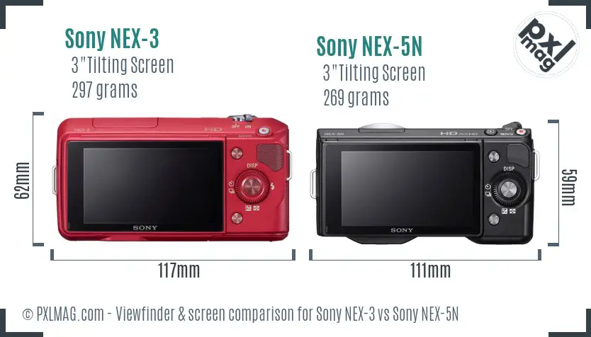 Sony NEX-3 vs Sony NEX-5N Screen and Viewfinder comparison