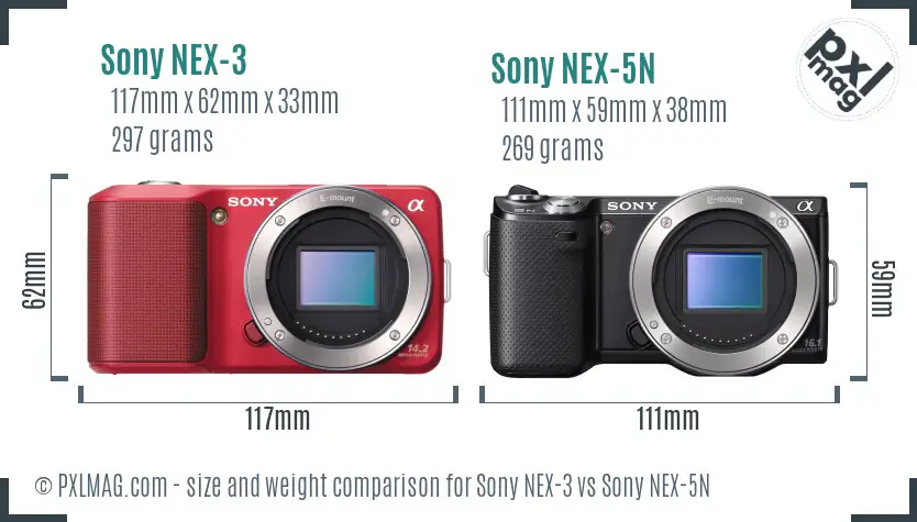 Sony NEX-3 vs Sony NEX-5N size comparison