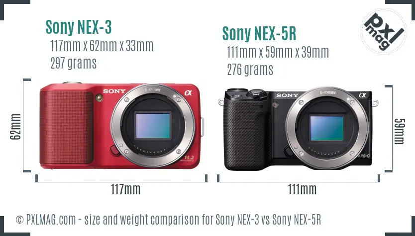 Sony NEX-3 vs Sony NEX-5R size comparison