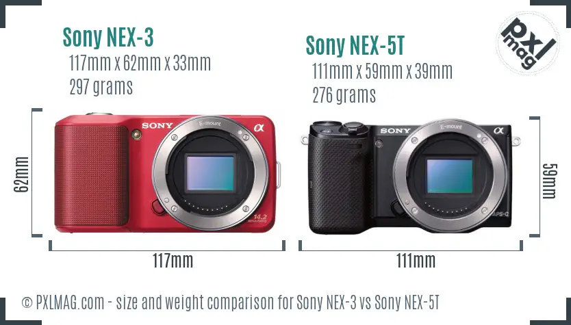 Sony NEX-3 vs Sony NEX-5T size comparison