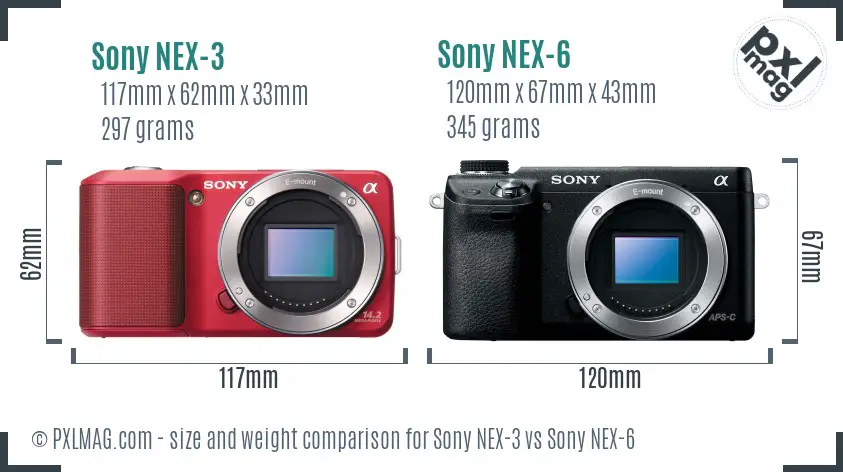 Sony NEX-3 vs Sony NEX-6 size comparison