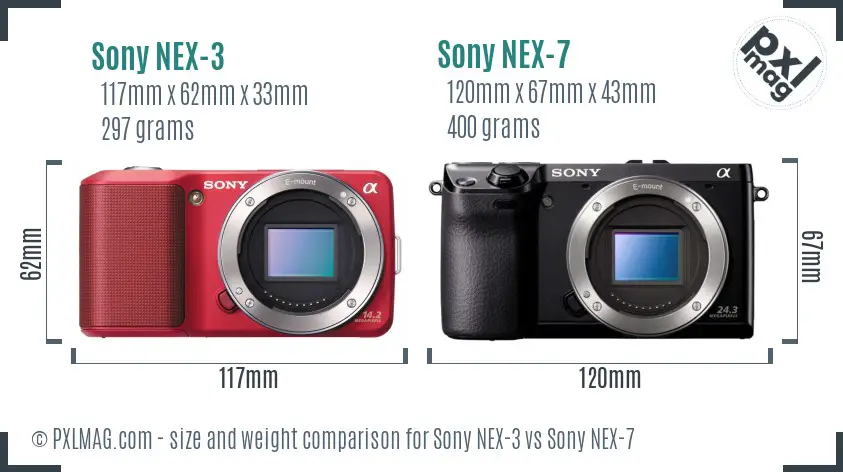 Sony NEX-3 vs Sony NEX-7 size comparison