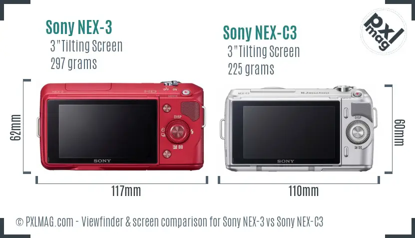 Sony NEX-3 vs Sony NEX-C3 Screen and Viewfinder comparison