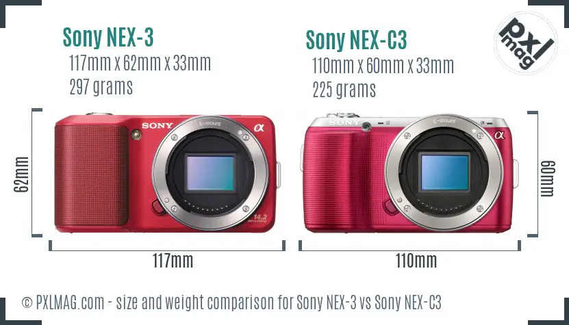 Sony NEX-3 vs Sony NEX-C3 size comparison