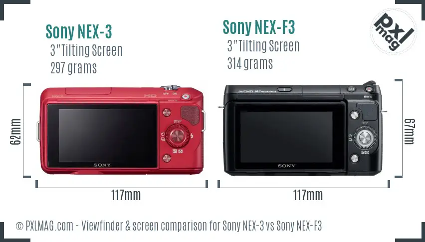Sony NEX-3 vs Sony NEX-F3 Screen and Viewfinder comparison