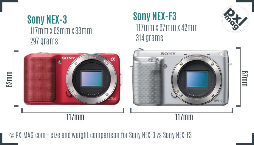 Sony NEX-3 vs Sony NEX-F3 size comparison