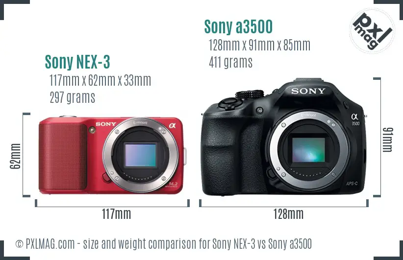 Sony NEX-3 vs Sony a3500 size comparison