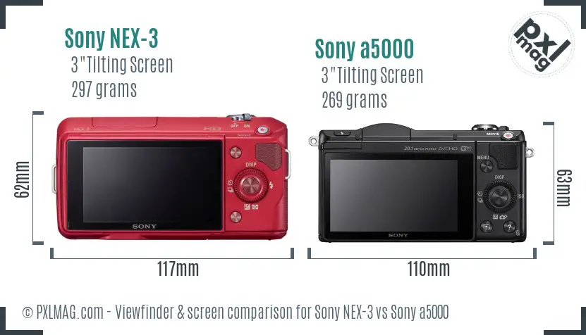 Sony NEX-3 vs Sony a5000 Screen and Viewfinder comparison