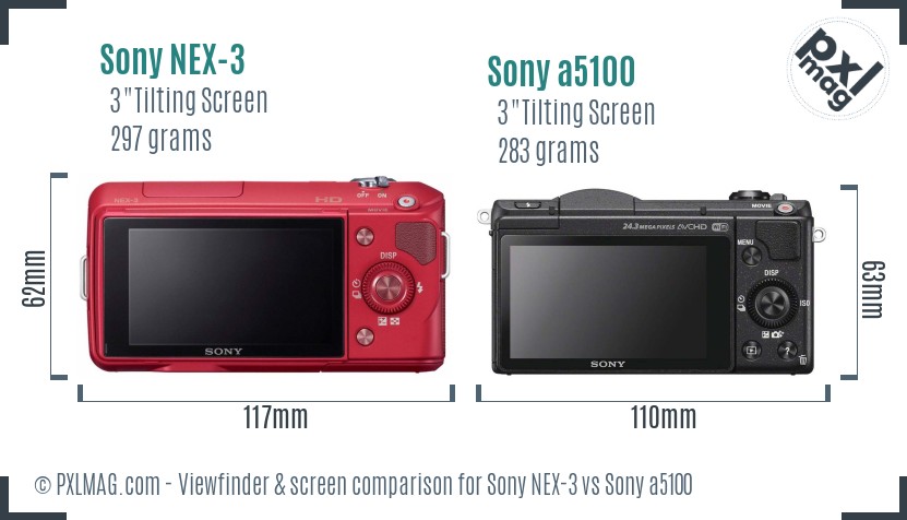 Sony NEX-3 vs Sony a5100 Screen and Viewfinder comparison