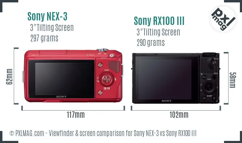 Sony NEX-3 vs Sony RX100 III Screen and Viewfinder comparison