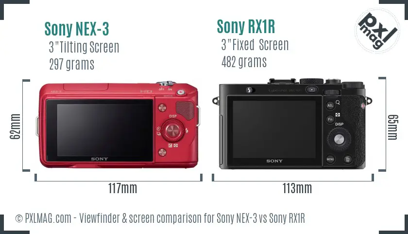 Sony NEX-3 vs Sony RX1R Screen and Viewfinder comparison