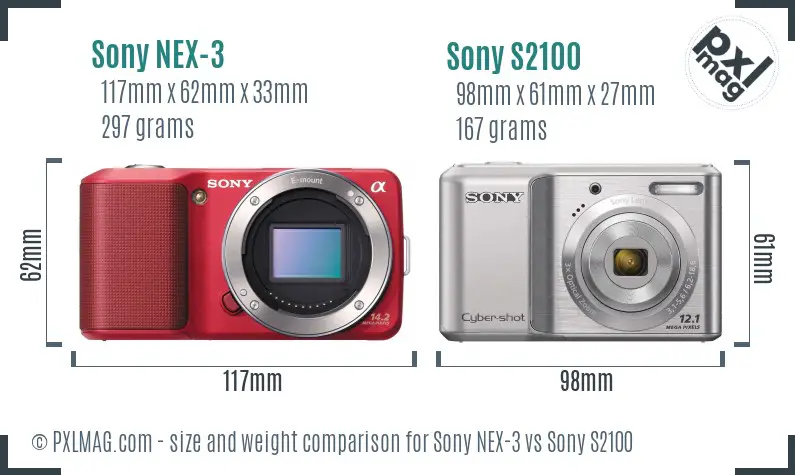 Sony NEX-3 vs Sony S2100 size comparison