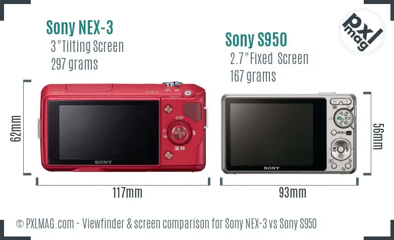 Sony NEX-3 vs Sony S950 Screen and Viewfinder comparison