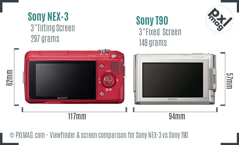 Sony NEX-3 vs Sony T90 Screen and Viewfinder comparison