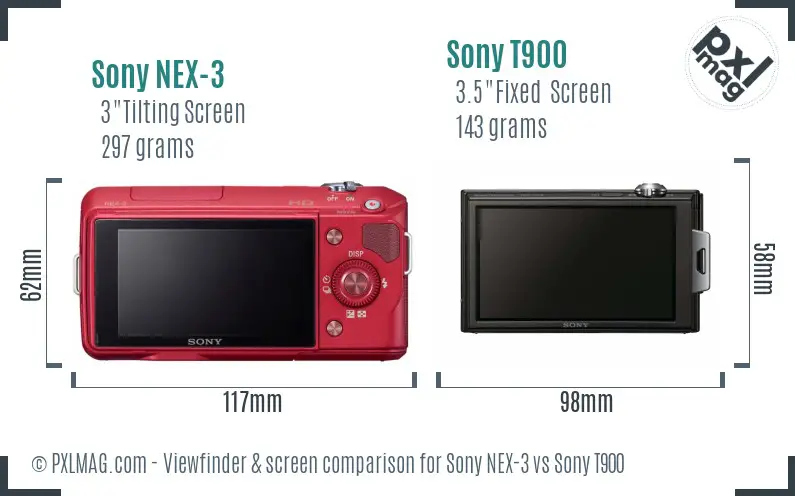 Sony NEX-3 vs Sony T900 Screen and Viewfinder comparison