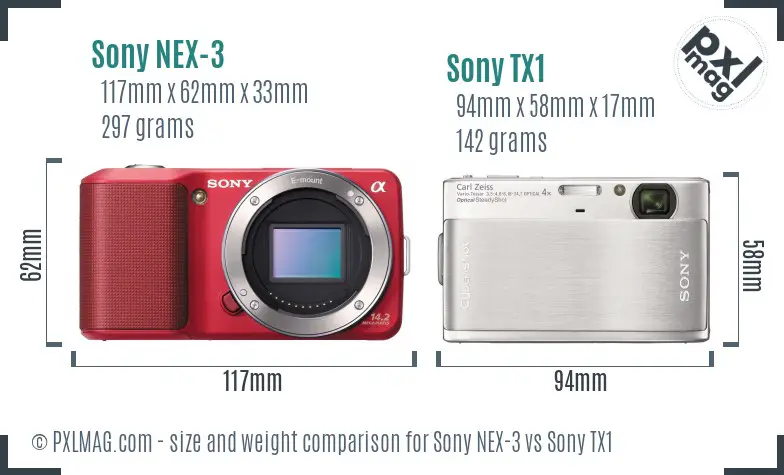 Sony NEX-3 vs Sony TX1 size comparison