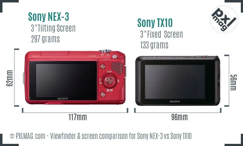 Sony NEX-3 vs Sony TX10 Screen and Viewfinder comparison