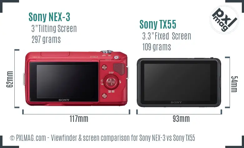 Sony NEX-3 vs Sony TX55 Screen and Viewfinder comparison