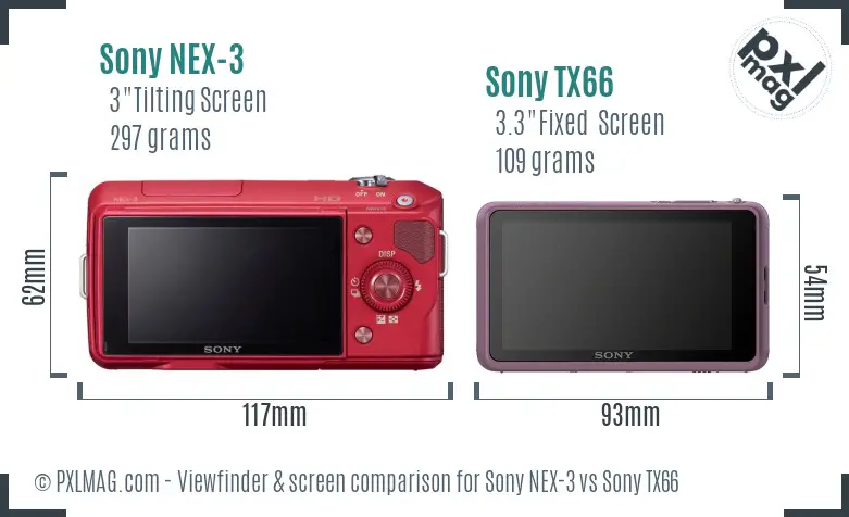 Sony NEX-3 vs Sony TX66 Screen and Viewfinder comparison