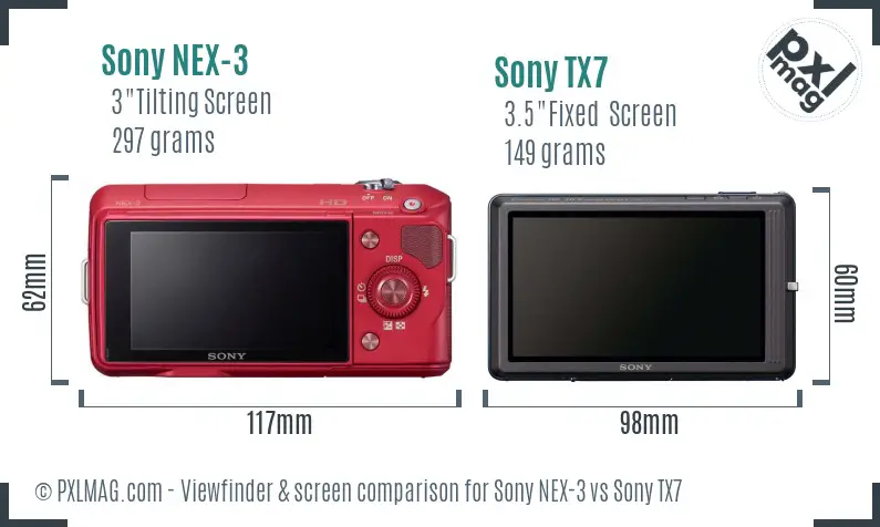 Sony NEX-3 vs Sony TX7 Screen and Viewfinder comparison