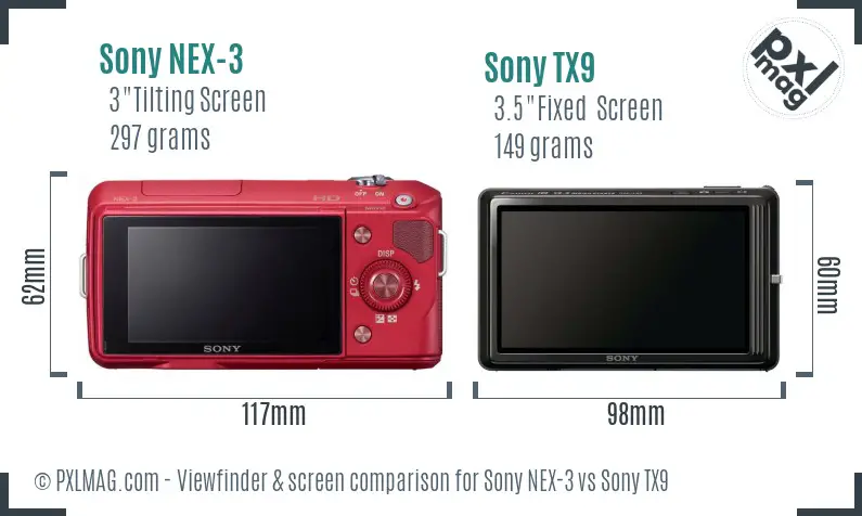 Sony NEX-3 vs Sony TX9 Screen and Viewfinder comparison