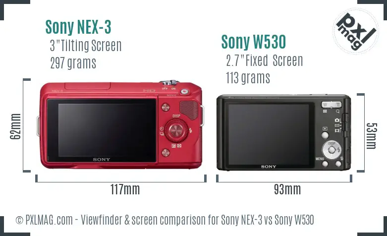 Sony NEX-3 vs Sony W530 Screen and Viewfinder comparison