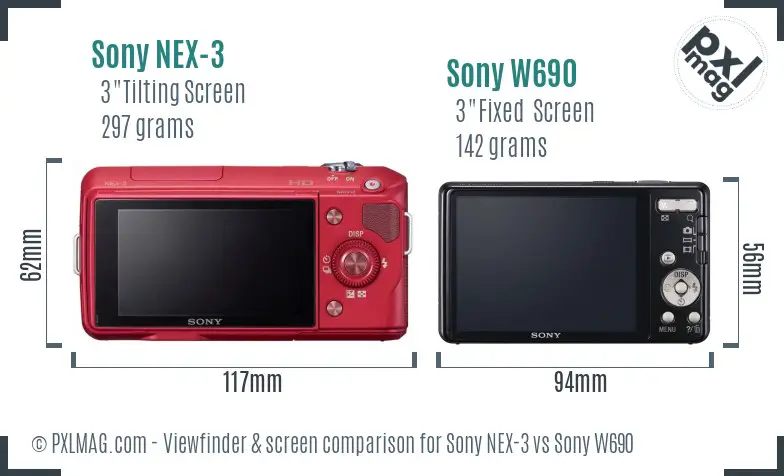 Sony NEX-3 vs Sony W690 Screen and Viewfinder comparison