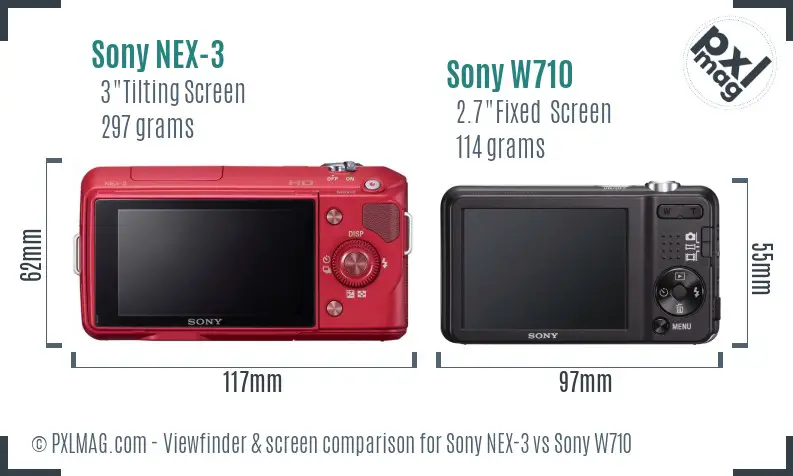 Sony NEX-3 vs Sony W710 Screen and Viewfinder comparison