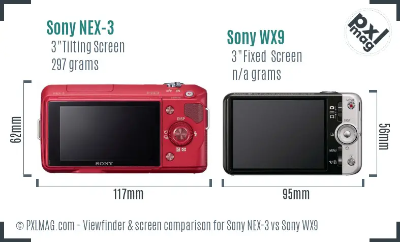 Sony NEX-3 vs Sony WX9 Screen and Viewfinder comparison