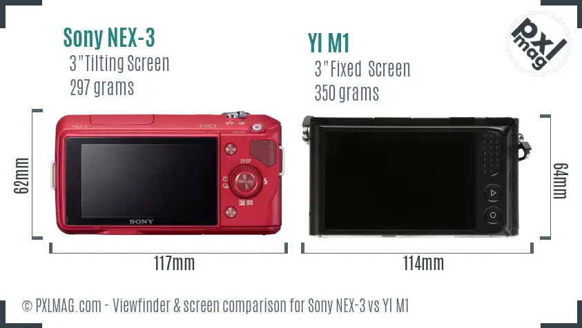 Sony NEX-3 vs YI M1 Screen and Viewfinder comparison