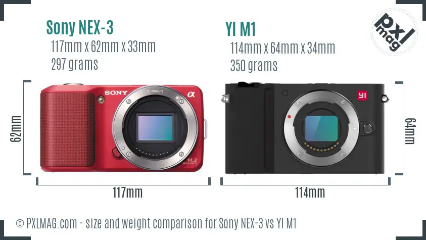 Sony NEX-3 vs YI M1 size comparison