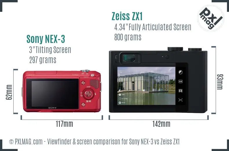 Sony NEX-3 vs Zeiss ZX1 Screen and Viewfinder comparison