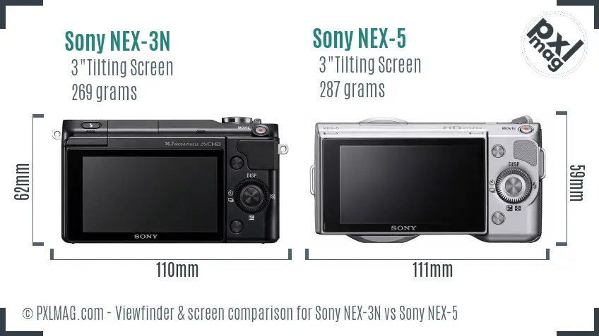 Sony NEX-3N vs Sony NEX-5 Screen and Viewfinder comparison