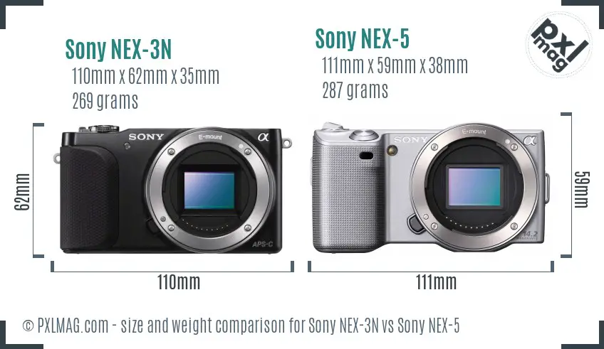 Sony NEX-3N vs Sony NEX-5 size comparison