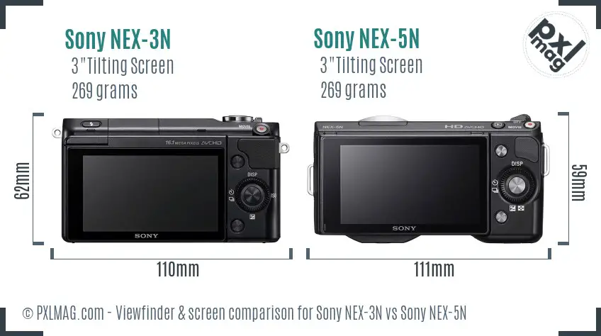 Sony NEX-3N vs Sony NEX-5N Screen and Viewfinder comparison
