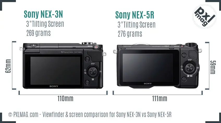 Sony NEX-3N vs Sony NEX-5R Screen and Viewfinder comparison