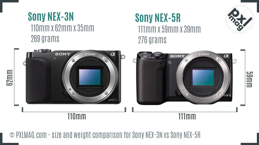 Sony NEX-3N vs Sony NEX-5R size comparison