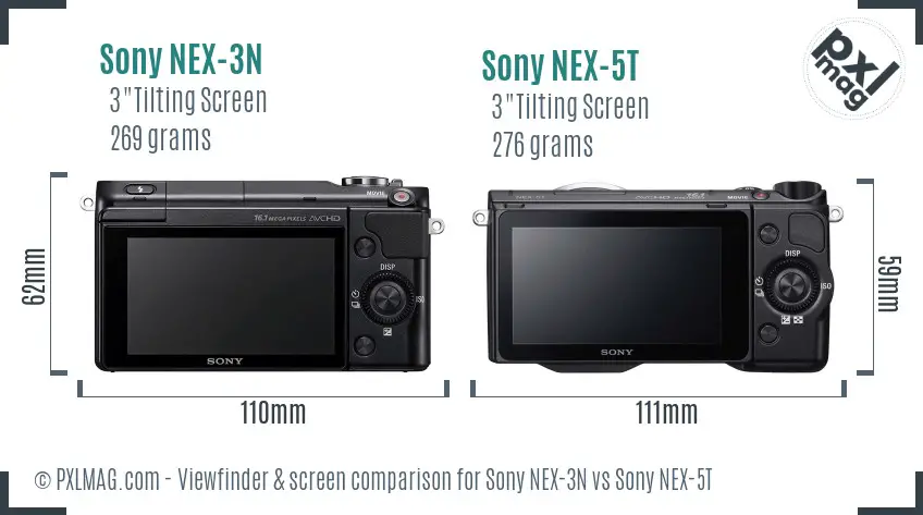 Sony NEX-3N vs Sony NEX-5T Screen and Viewfinder comparison