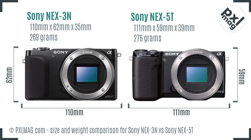 Sony NEX-3N vs Sony NEX-5T size comparison