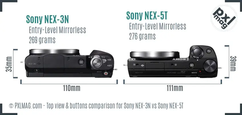 Sony NEX-3N vs Sony NEX-5T top view buttons comparison