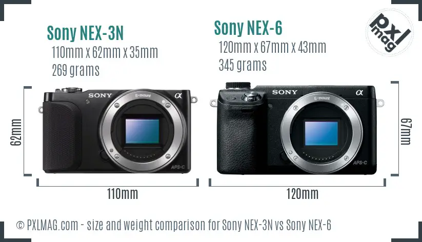 Sony NEX-3N vs Sony NEX-6 size comparison