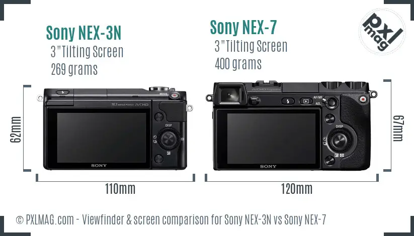 Sony NEX-3N vs Sony NEX-7 Screen and Viewfinder comparison