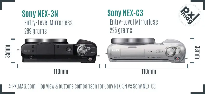 Sony NEX-3N vs Sony NEX-C3 top view buttons comparison