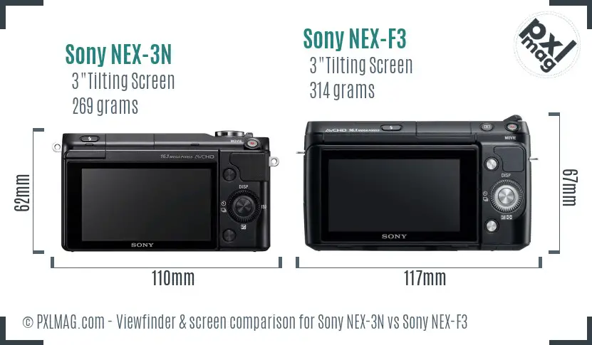 Sony NEX-3N vs Sony NEX-F3 Screen and Viewfinder comparison