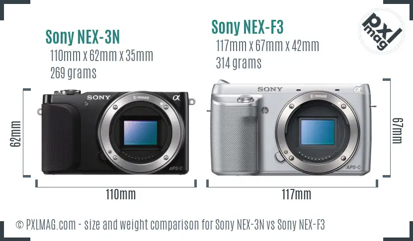 Sony NEX-3N vs Sony NEX-F3 size comparison