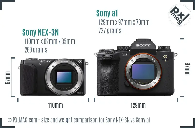 Sony NEX-3N vs Sony a1 size comparison