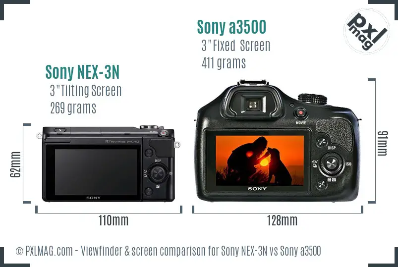 Sony NEX-3N vs Sony a3500 Screen and Viewfinder comparison