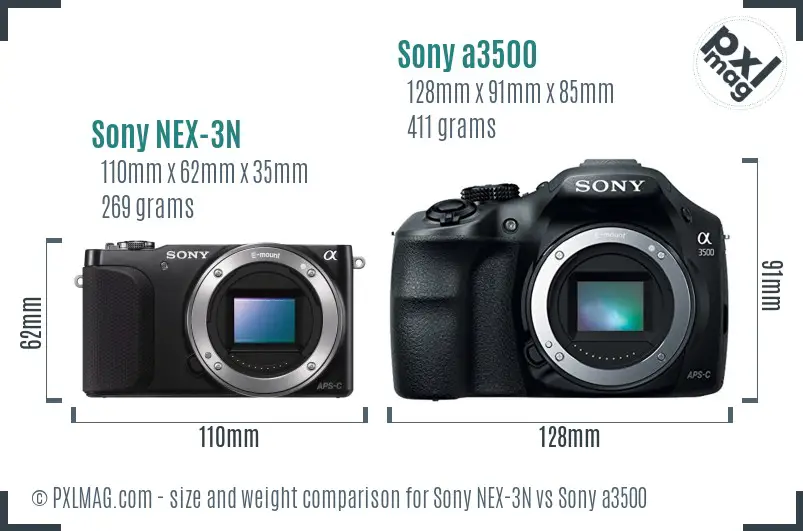 Sony NEX-3N vs Sony a3500 size comparison